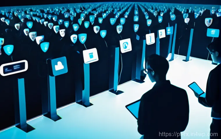 자기주권을 위한 데이터 관리 전략 - **Prompt:** A young adult, dressed in casual, modern clothing, confidently standing amidst a swirlin...