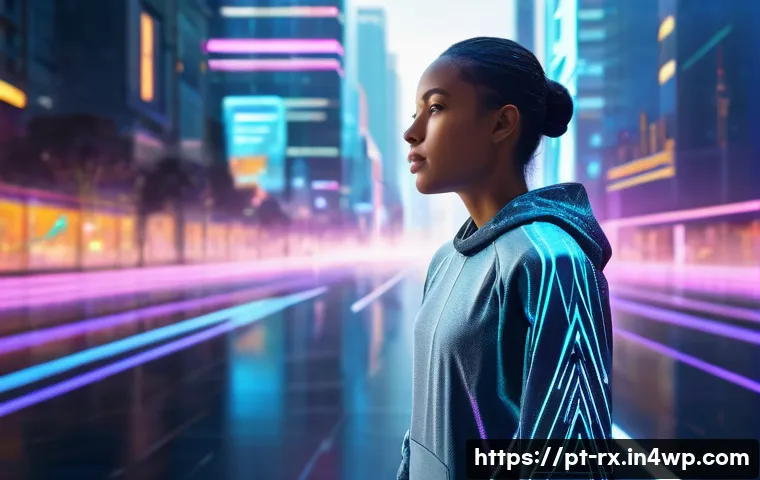 개인정보 자기주권의 미래 전망 - **Prompt:** "A young adult, gender-neutral, stands confidently in a vibrant, futuristic digital land...