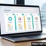 개인정보 자기주권과 데이터 활용의 윤리 - A modern digital privacy dashboard interface displayed on a sleek laptop screen, showing real-time d...