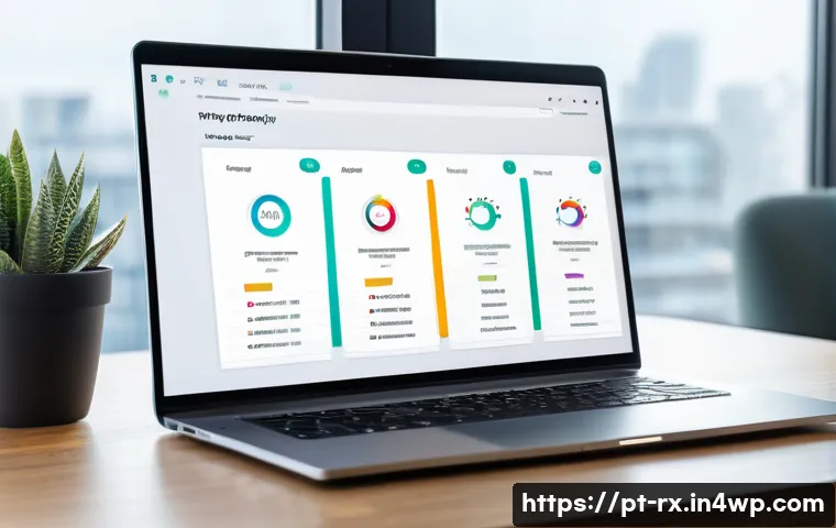 개인정보 자기주권과 데이터 활용의 윤리 - A modern digital privacy dashboard interface displayed on a sleek laptop screen, showing real-time d...