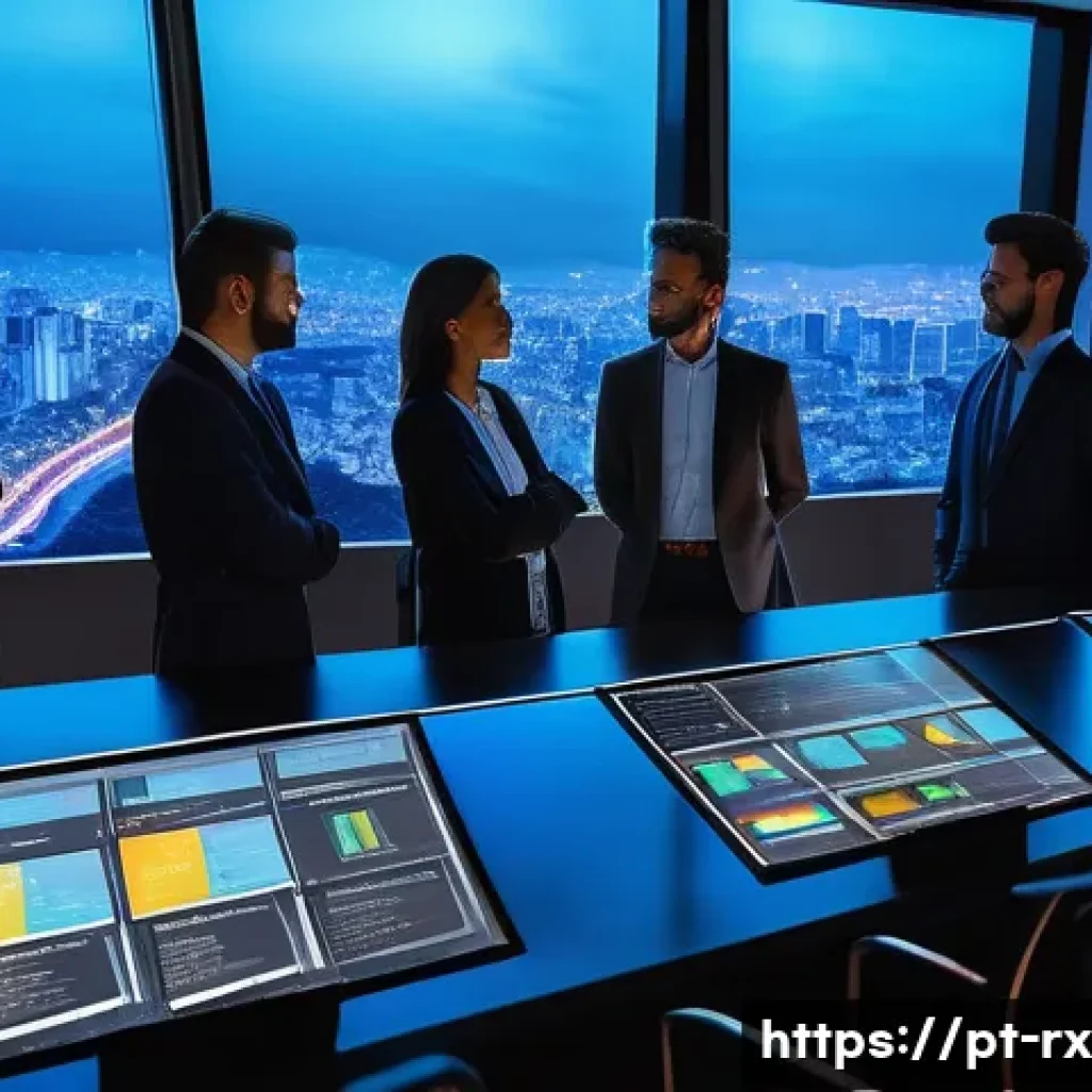 개인정보 자기주권과 디지털 휴먼 권리 - A futuristic digital control room with a diverse group of Brazilian professionals analyzing and mana...