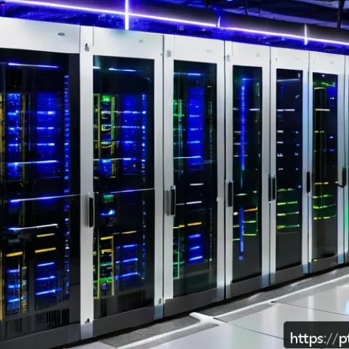 자기주권과 공공 데이터 활용 정책 - A modern Brazilian data center interior bustling with activity: rows of sleek server racks glowing w...