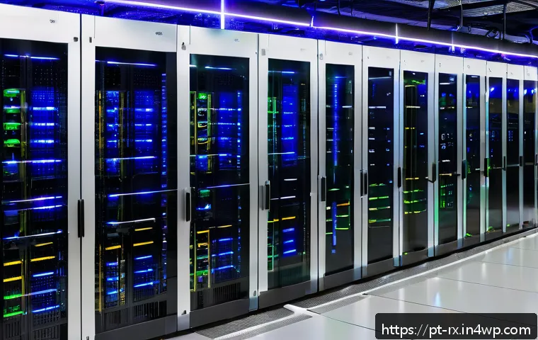 자기주권과 공공 데이터 활용 정책 - A modern Brazilian data center interior bustling with activity: rows of sleek server racks glowing w...